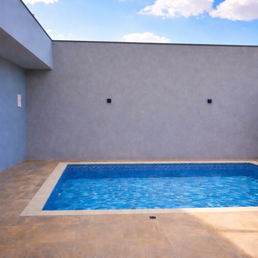 área de piscina antes do paisagismo