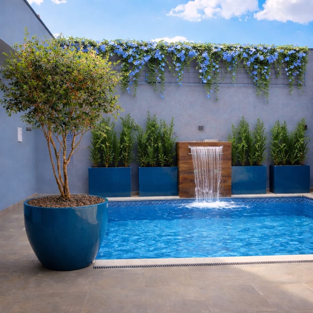 projeção do paisagismo para a área de piscina